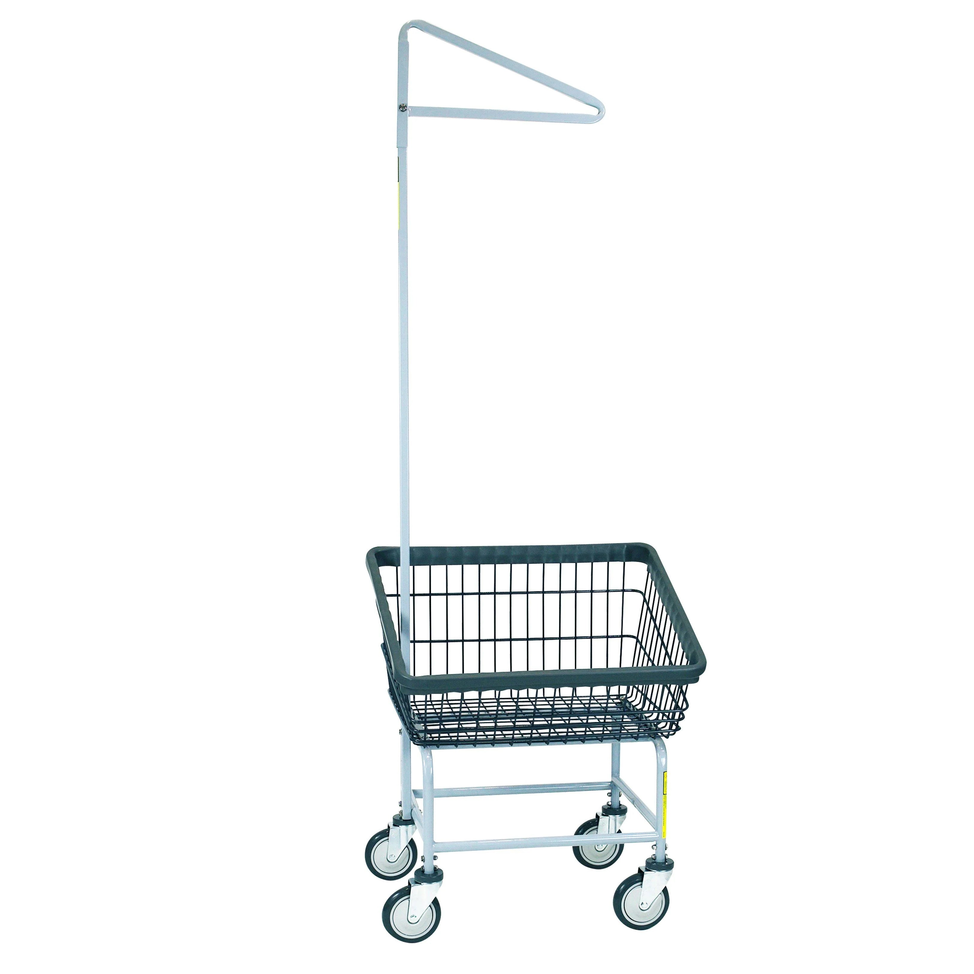DURA-SEVEN™ FRONT LOAD WIRE LAUNDRY CART W/ SINGLE POLE RACK