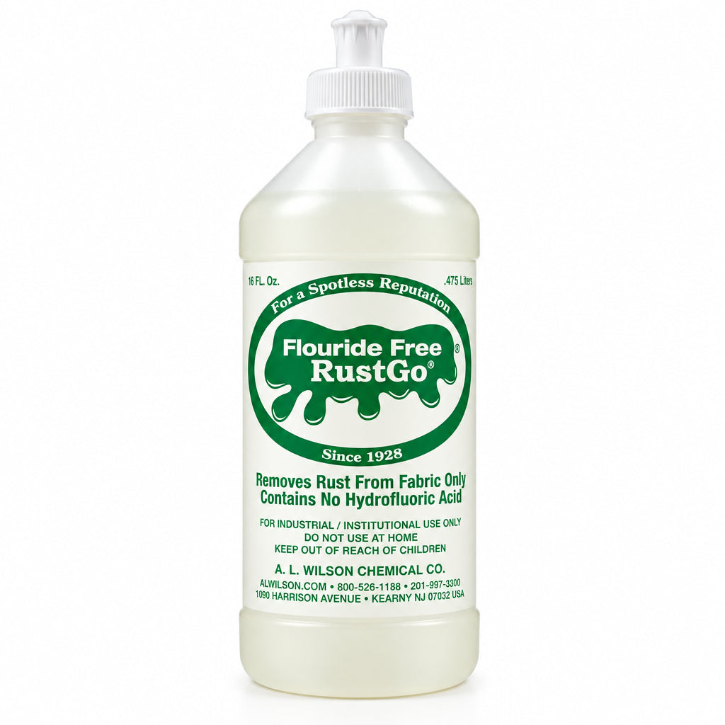 Fluoride Free RustGo bottle with green label