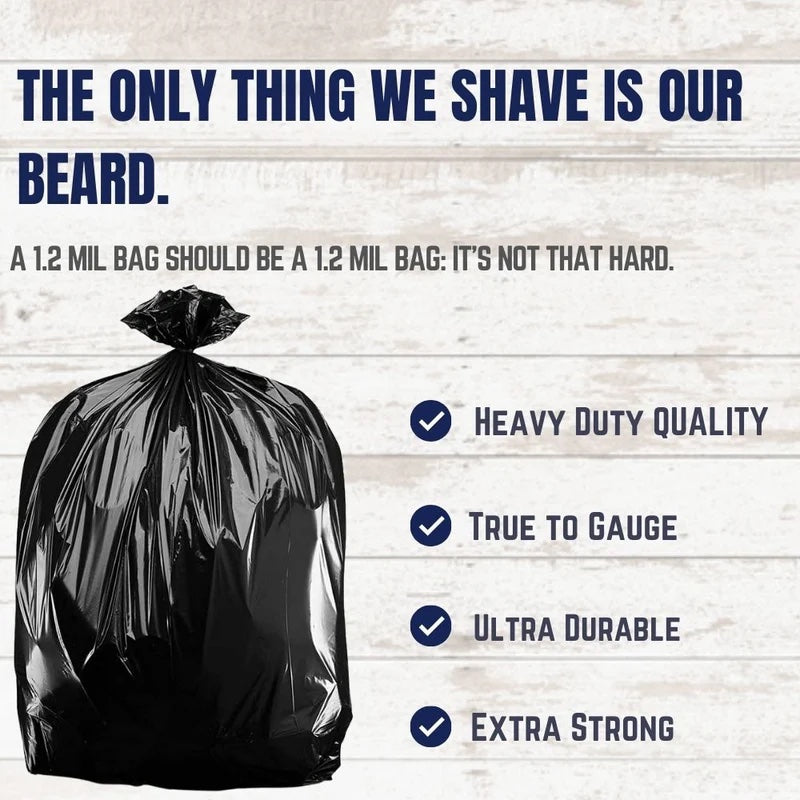 Close-up view of the thick 1.2 Mil material of a Norton Supply black drum liner, highlighting its durable texture.