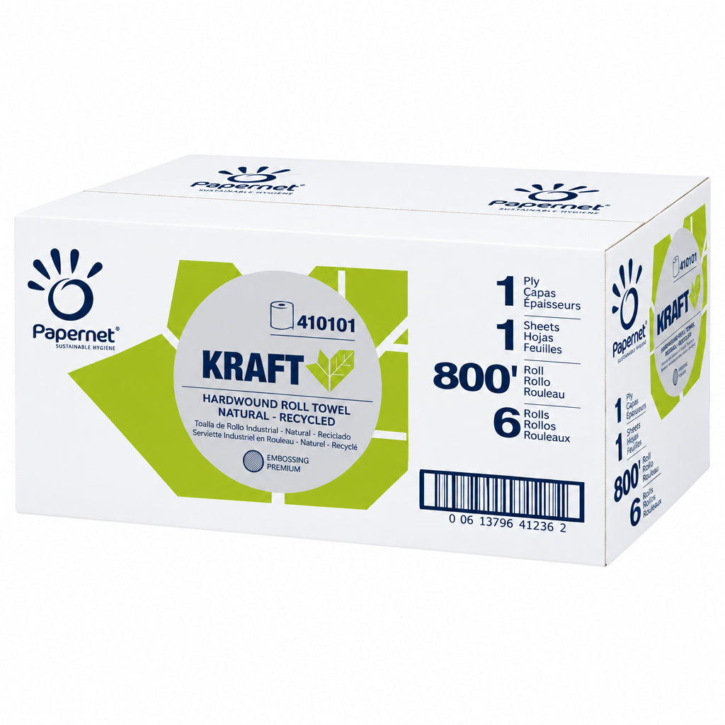 Case of kraft 800 ft paper towel rolls, 6 per carton