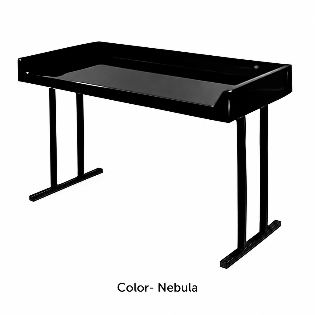 Nebula black fiberglass folding table top on black steel legs