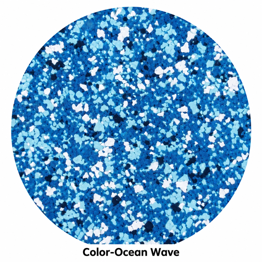 Ocean Wave blue speckled color swatch for fiberglass tops
