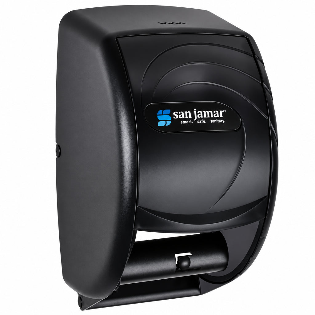 Black San Jamar multi-roll toilet tissue dispenser