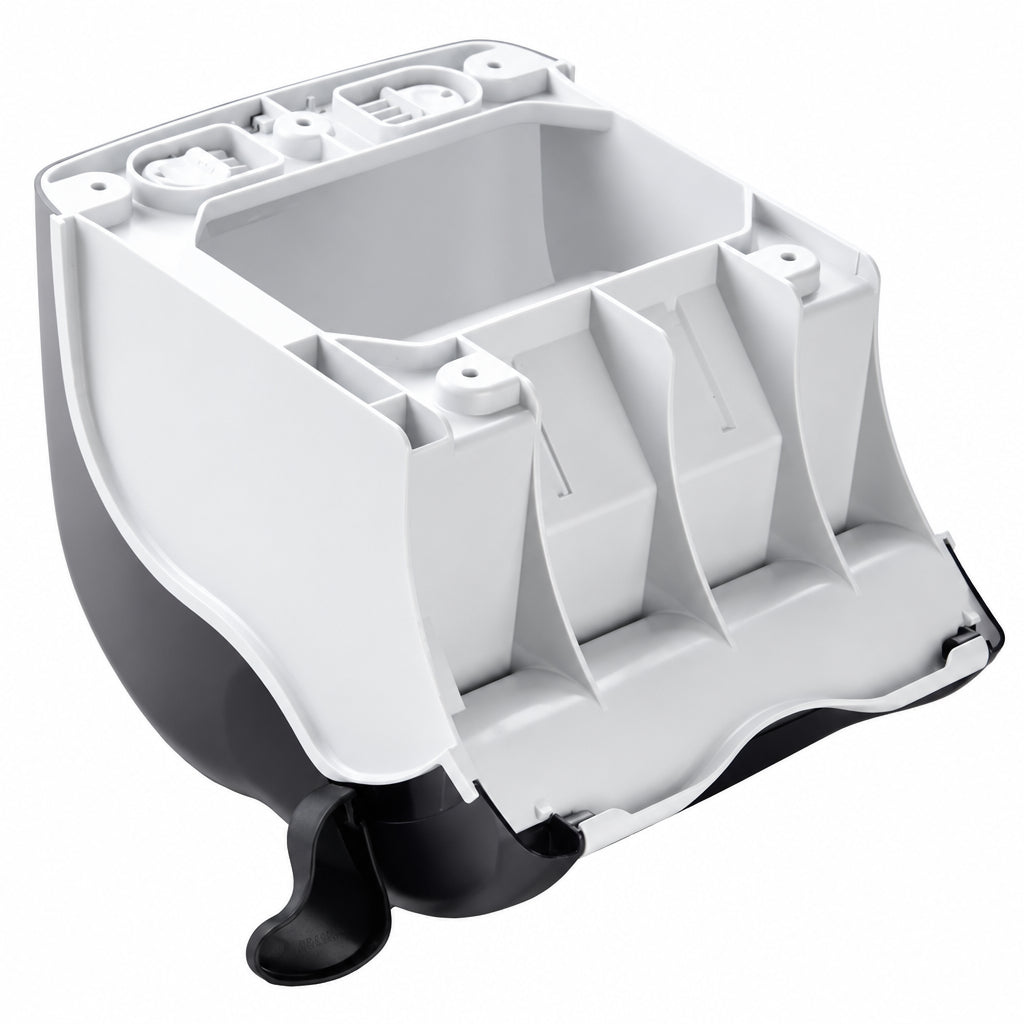 Lever roll towel dispenser interior with cover open