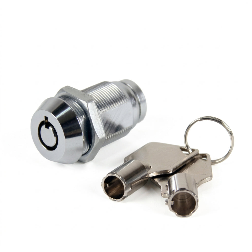 Chrome cam lock with two tubular keys