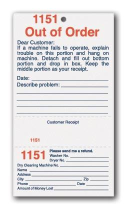 Out of Order Cards - (pkg of 250) - Norton Supply