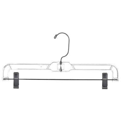 14" Clear Plastic Skirt Hanger with Metal Clips - 20 pack