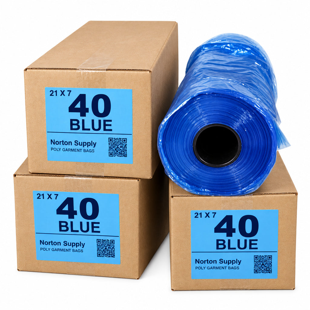 40" Poly Garment Bag, Blue Tint, 21 lb.