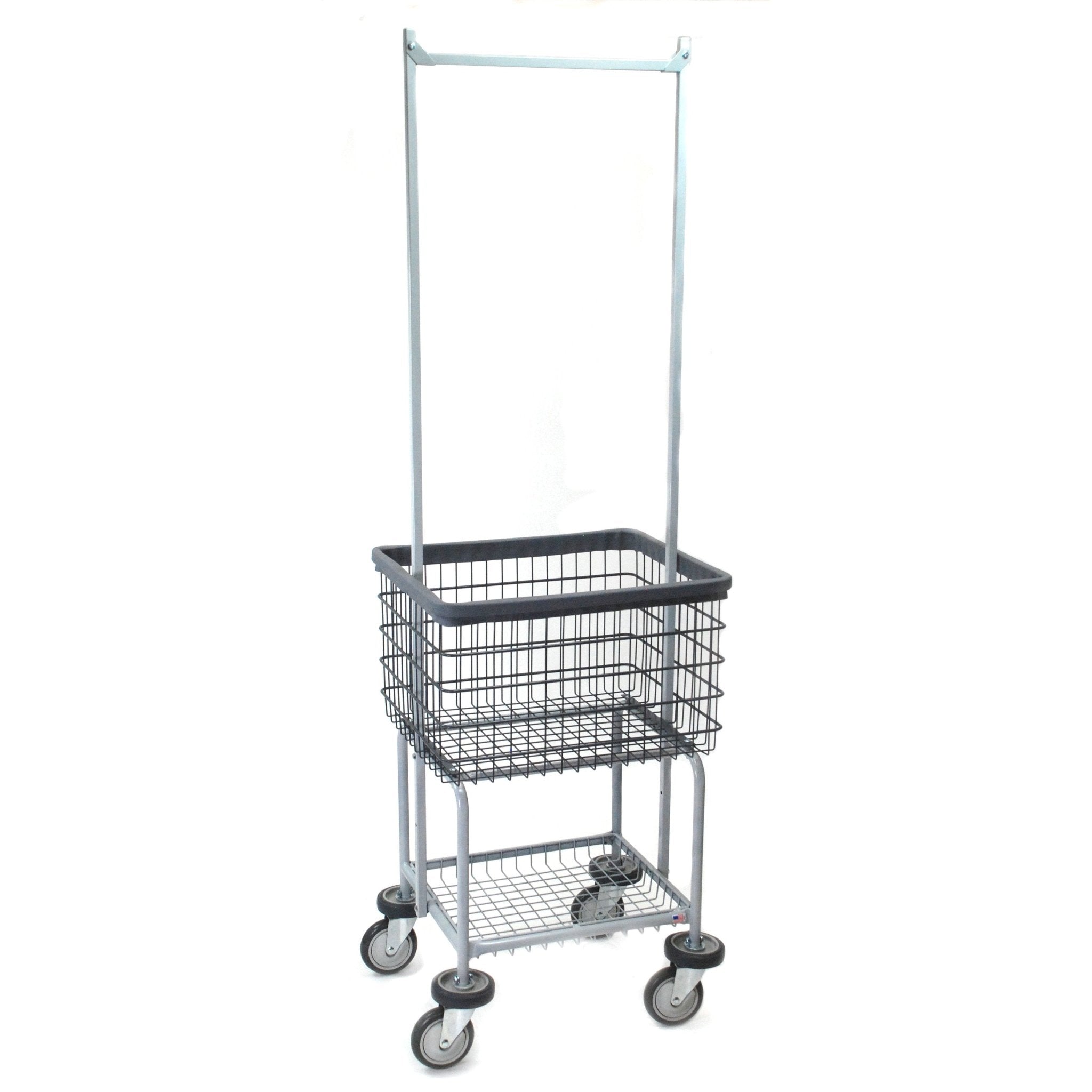 ELEVATED LAUNDRY CART W/ DOUBLE POLE RACK IN DURA-SEVEN™ ANTI-RUST COATING