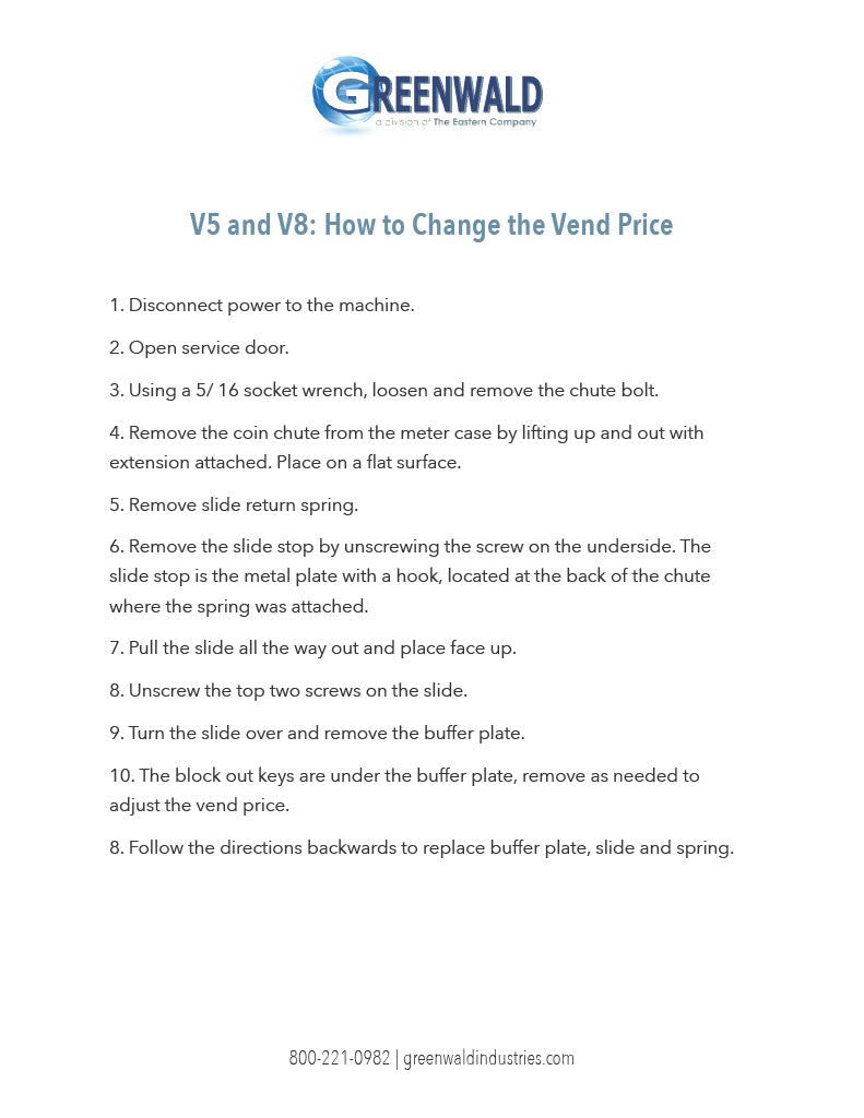 Greenwald Coin Chute - Vertical 8 - $1.75