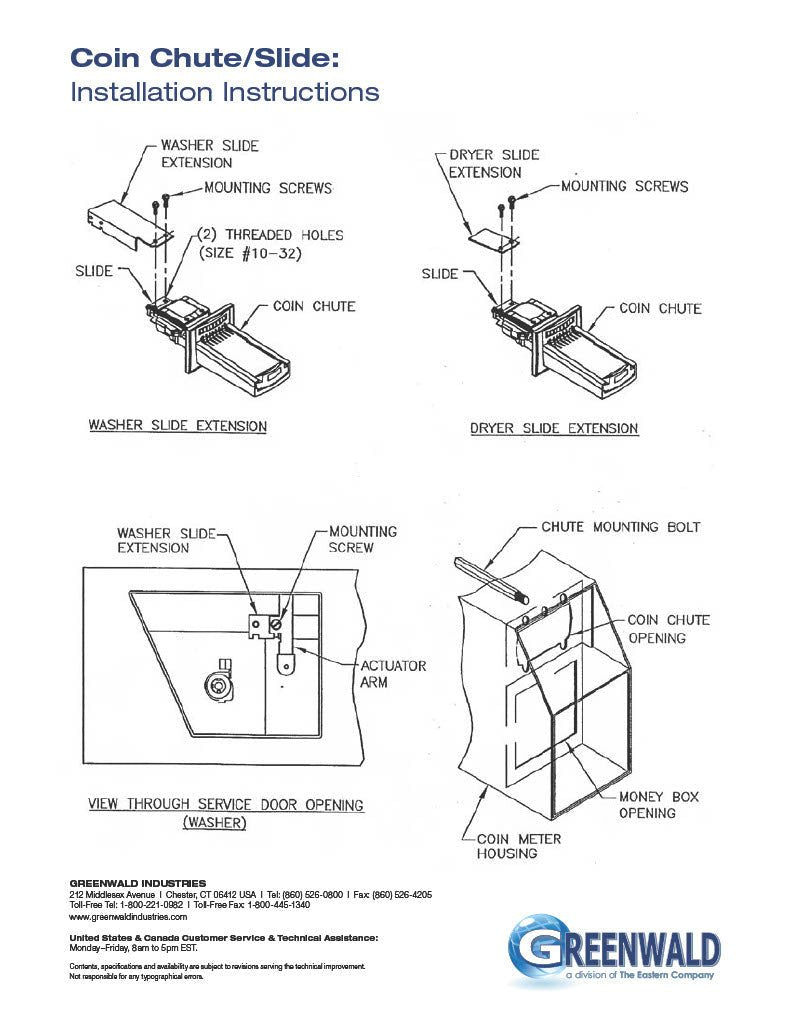 Greenwald Industries 2000000125 V8 Slide 1.25 Coin Chute