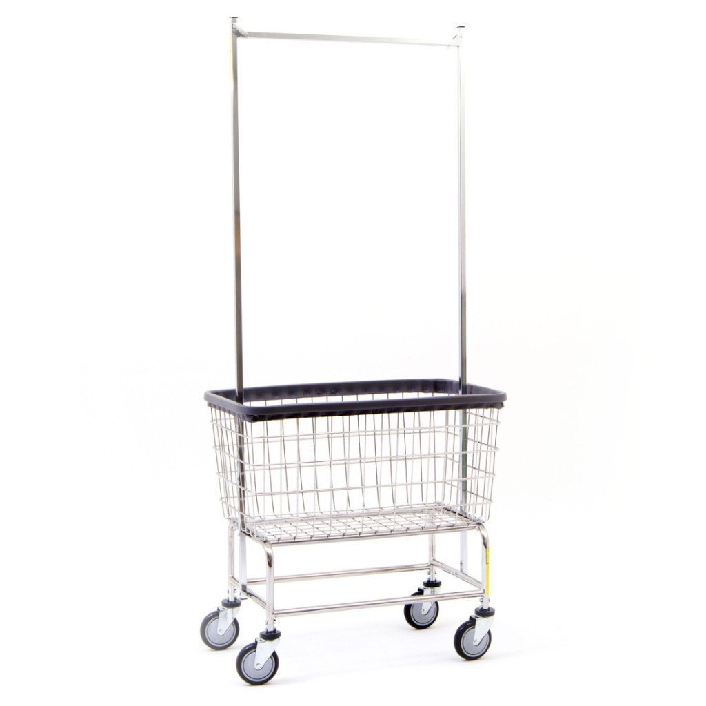LARGE CAPACITY LAUNDRY CART W/ DOUBLE POLE RACK