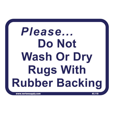 Sign - Please Do Not Wash Or Dry Rugs