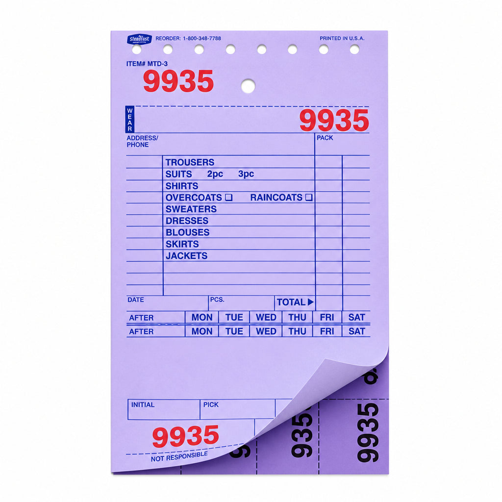 TKVL - 602 Tickvoices - 2 Bond 3 - Part Dry Cleaning Form