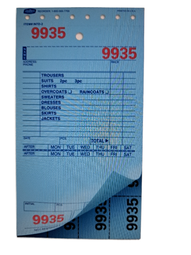 TKVL - 602 Tickvoices - 2 Bond 3 - Part Dry Cleaning Form