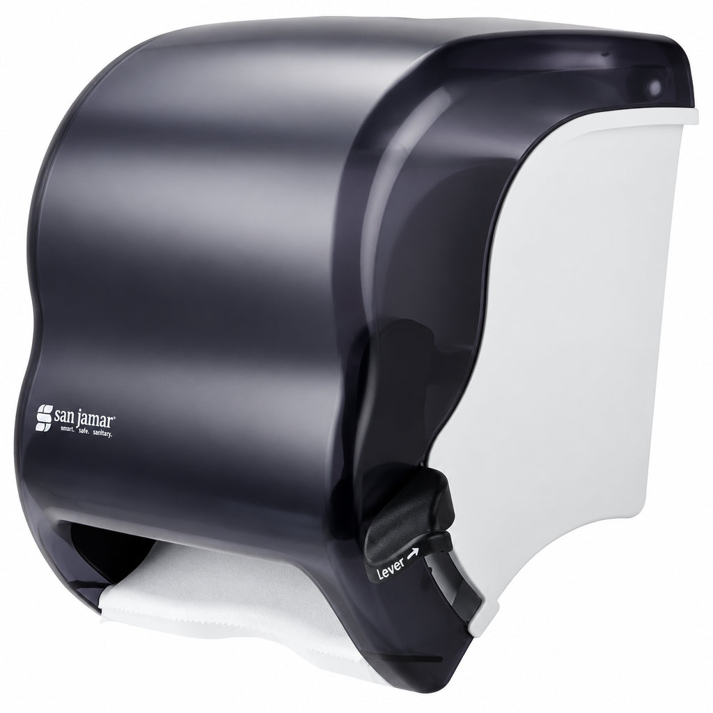 Smoke-gray lever roll paper towel dispenser