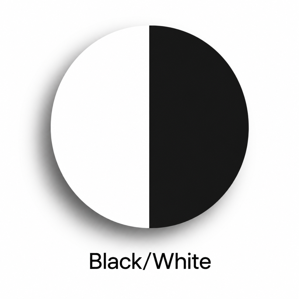 Half black, half white color swatch for fiberglass tops