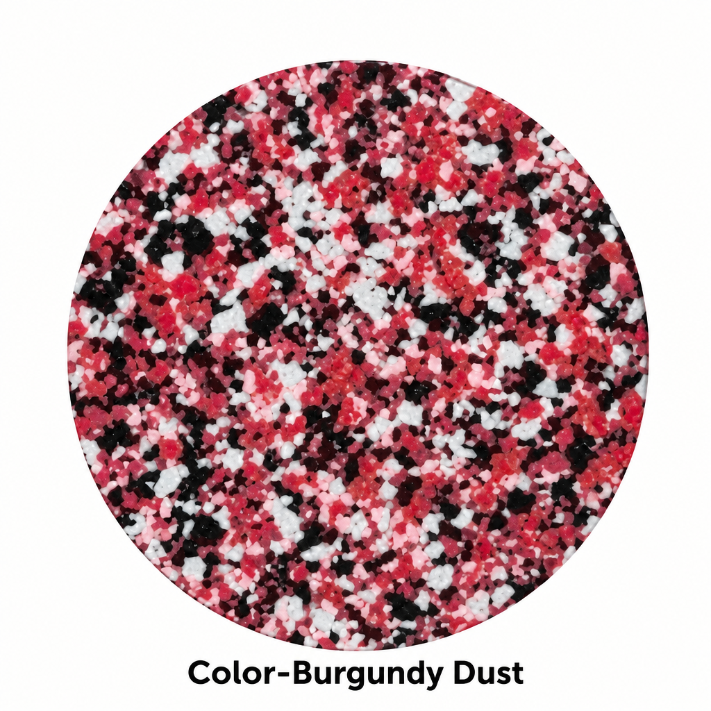 Burgundy Dust speckled color swatch for fiberglass tops