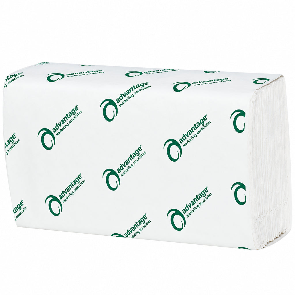Stack of white C-fold paper towels