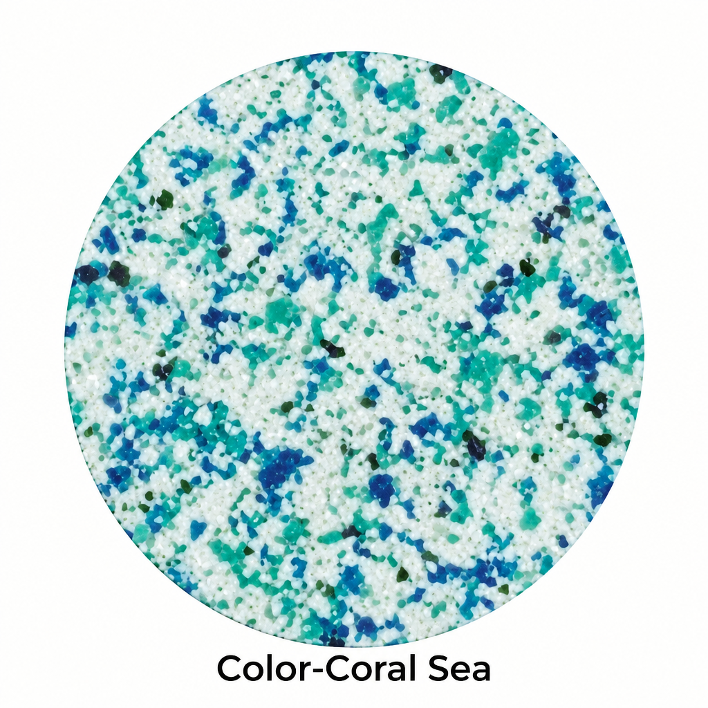 Coral Sea speckled color swatch for fiberglass tops