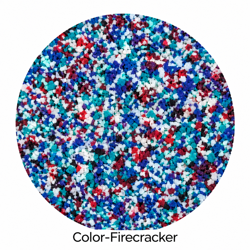 Firecracker speckled color swatch for fiberglass tops