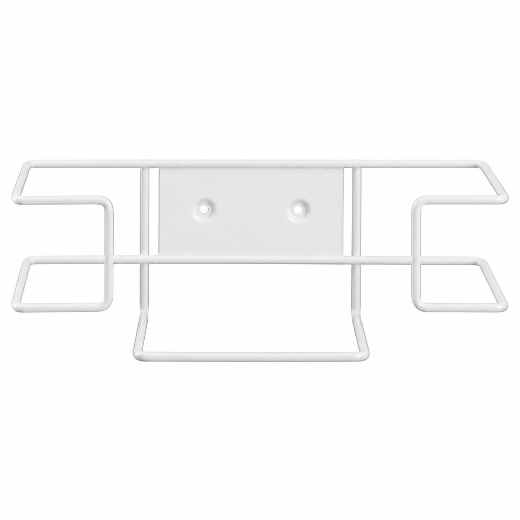 White wall-mount wire glove box dispenser rack