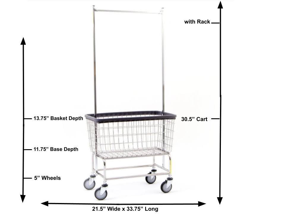 LARGE CAPACITY LAUNDRY CART W/ DOUBLE POLE RACK