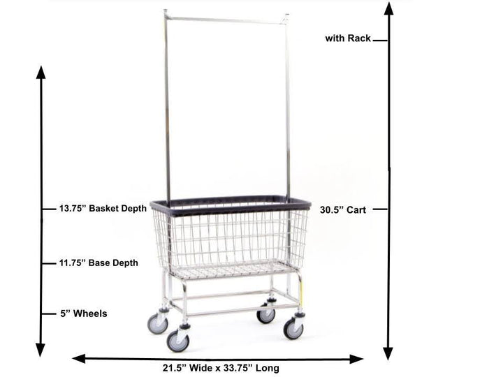 【極美品】LAUNDRY CART WITH POLE RACK CHROME LargeCapacityLaundryCartw_Doub