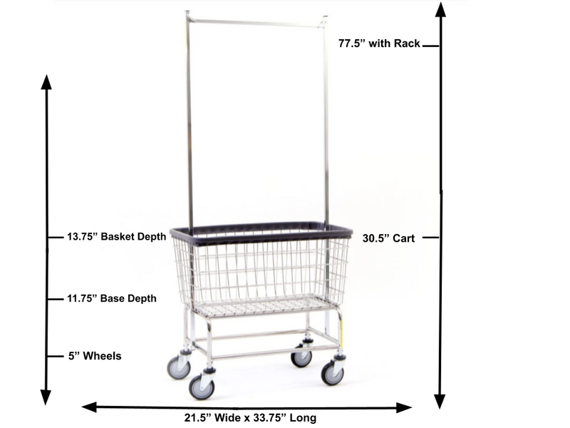 LARGE CAPACITY LAUNDRY CART W/ DOUBLE POLE RACK