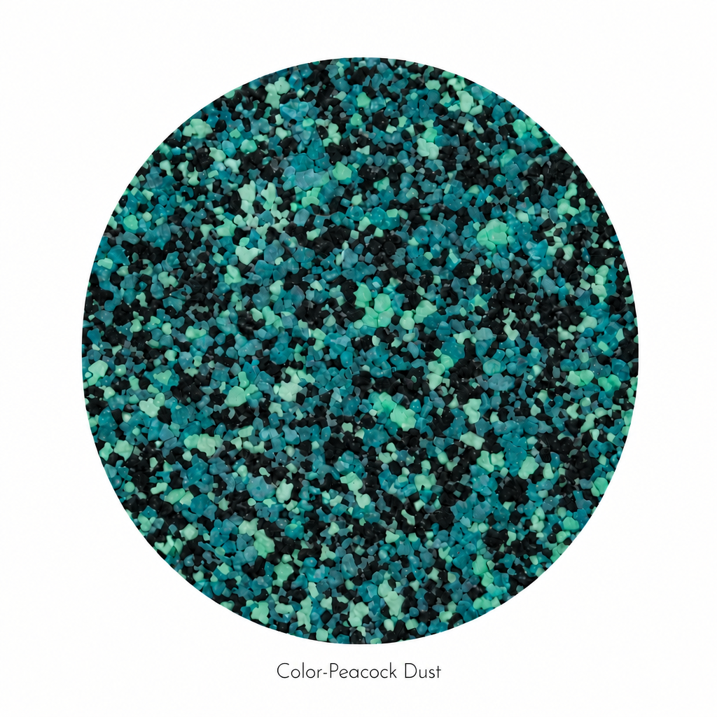 Peacock Dust speckled color swatch for fiberglass tops
