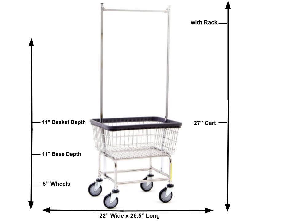 【極美品】LAUNDRY CART WITH POLE RACK CHROME Large Capacity Laundry Cart w/ Double Pole Rack | Commercial