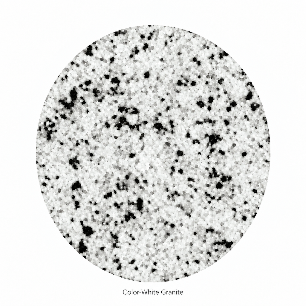 White Granite speckled color swatch for fiberglass tops