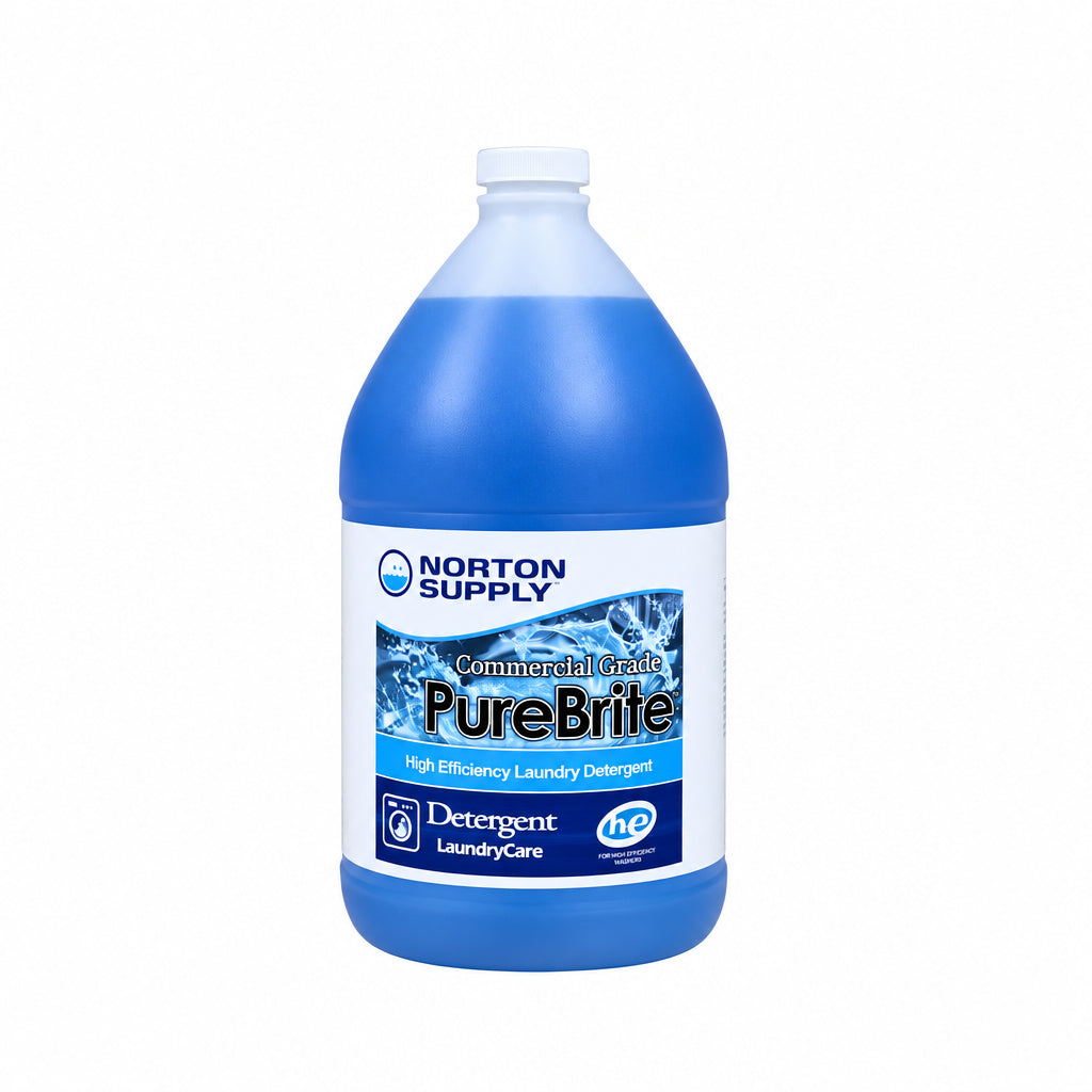 Gallon jug of Brite blue liquid laundry detergent