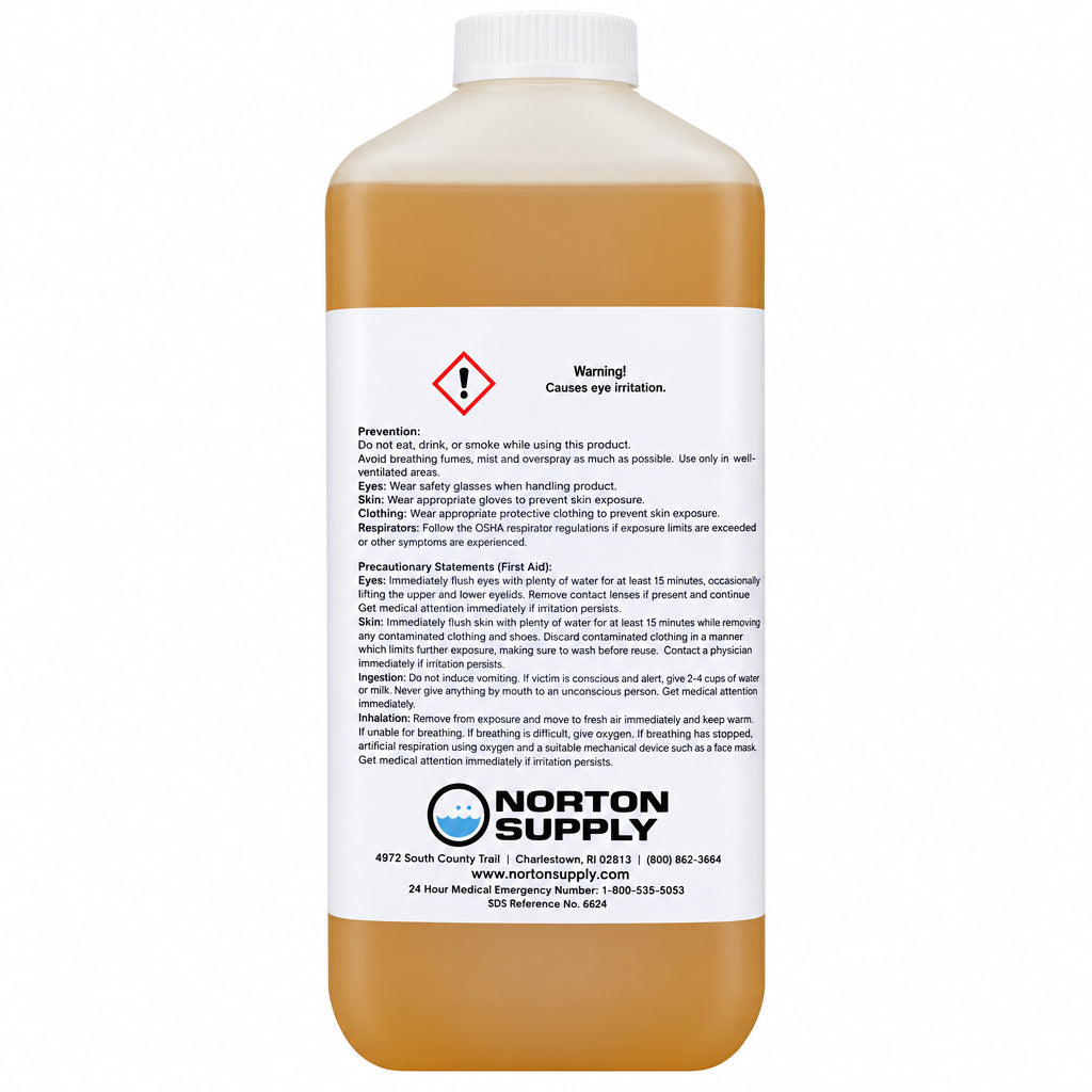 Front of Natural B emulsifier gallon jug with Norton Supply label