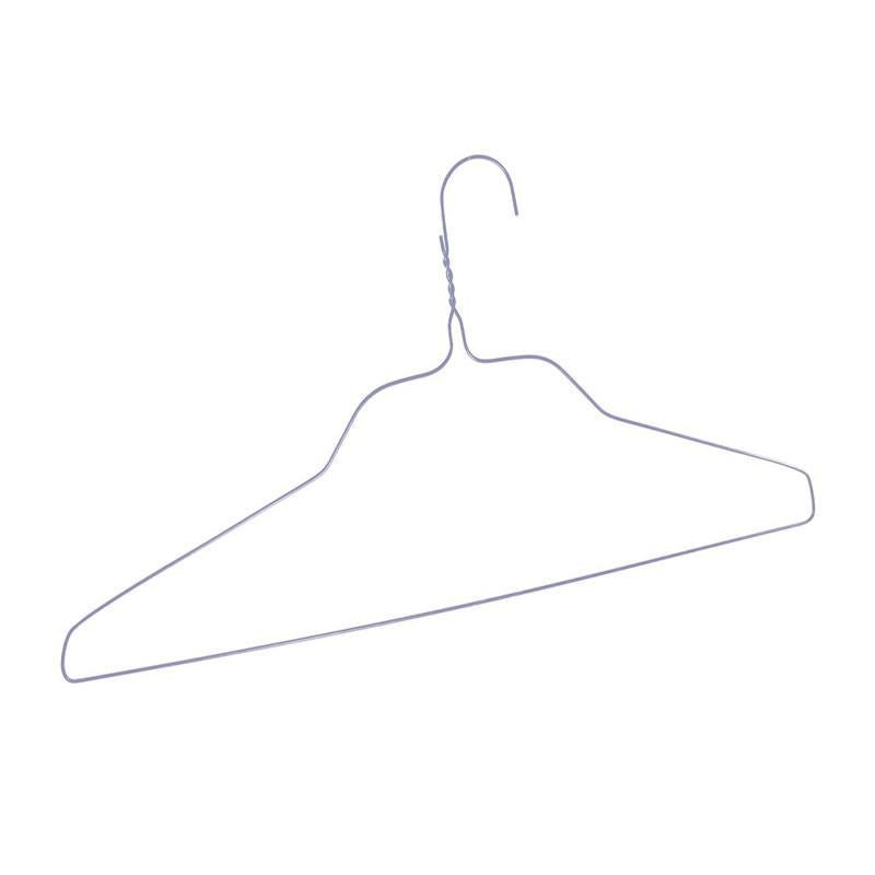 Single silver wire shirt hanger, full view