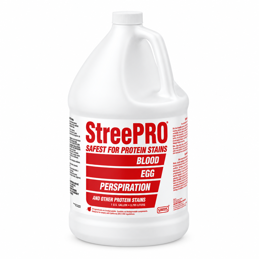 StreePro protein stain remover 1-gallon jug with red label