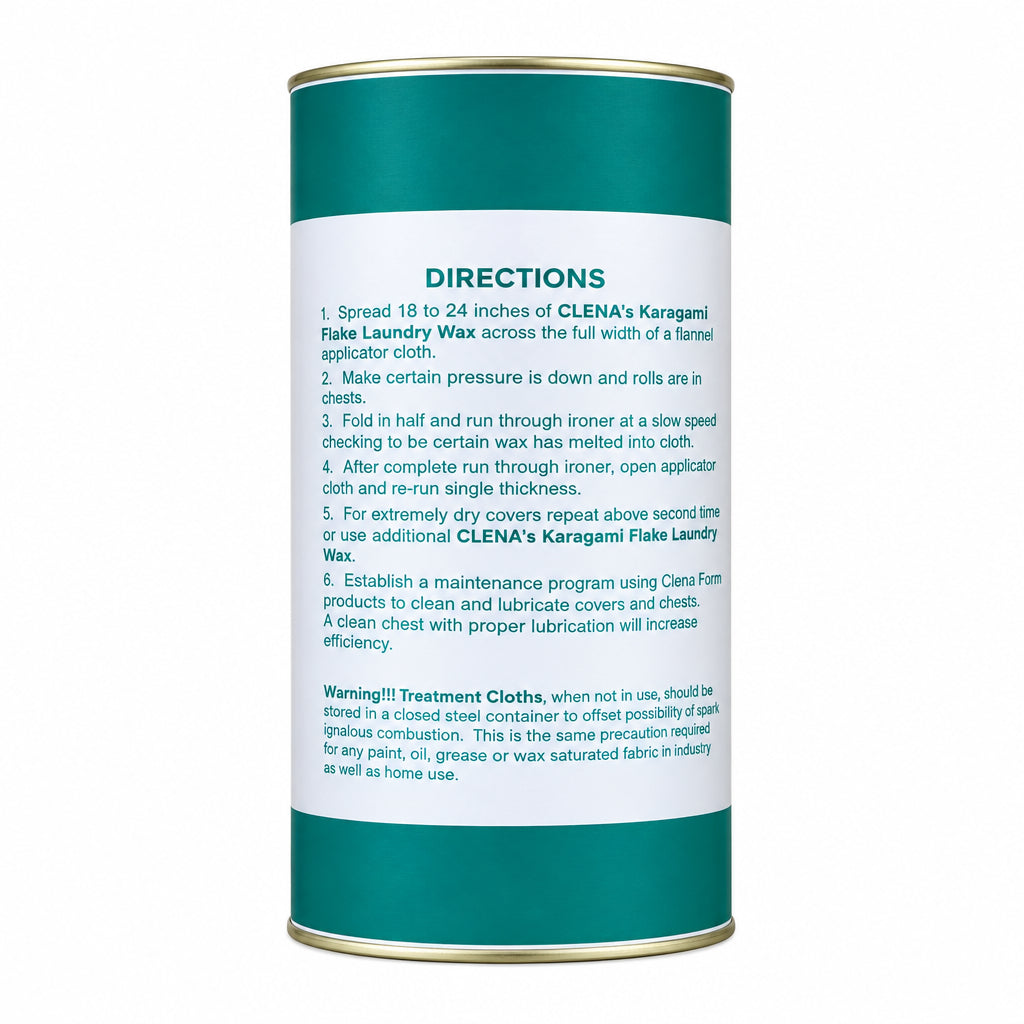 Canister of Karagami powdered wax with directions label