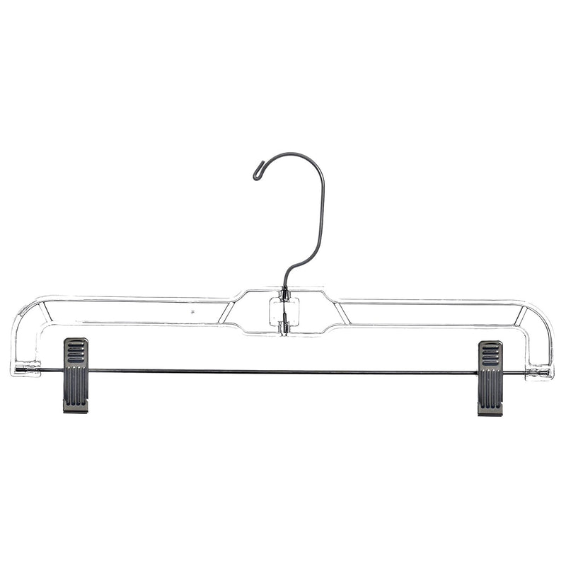 14" Clear Plastic Skirt Hanger with Metal Clips - 20 pack - Norton Supply