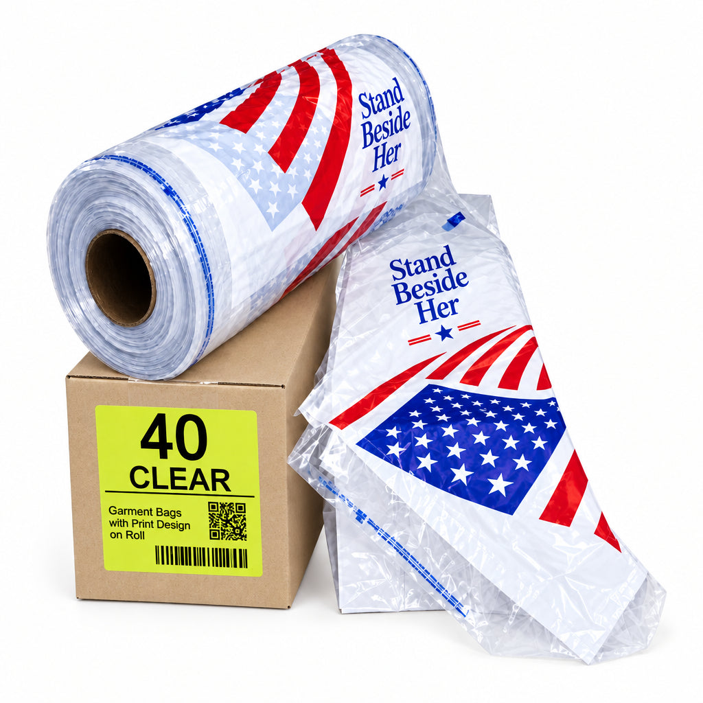 40" Printed Poly Garment Bag - American Flag, 21lb