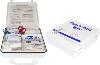 50 Person Plastic First Aid Kit with Wall Mountable Handle