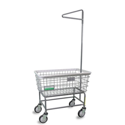 Antimicrobial Large Capacity Laundry Cart w/ Single Pole Rack