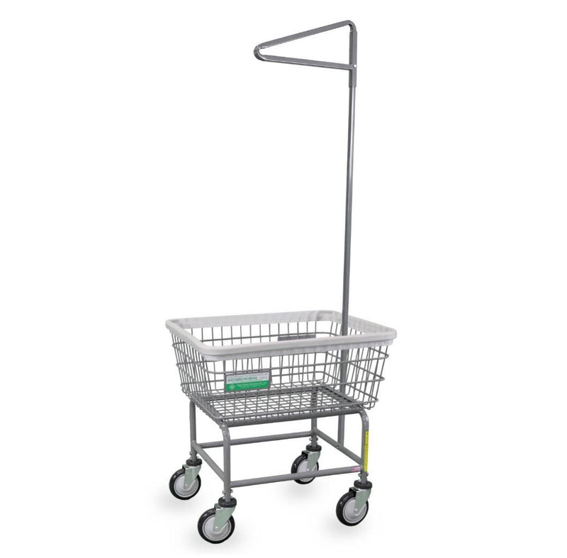 Antimicrobial Laundry Cart w/ Single Pole Rack