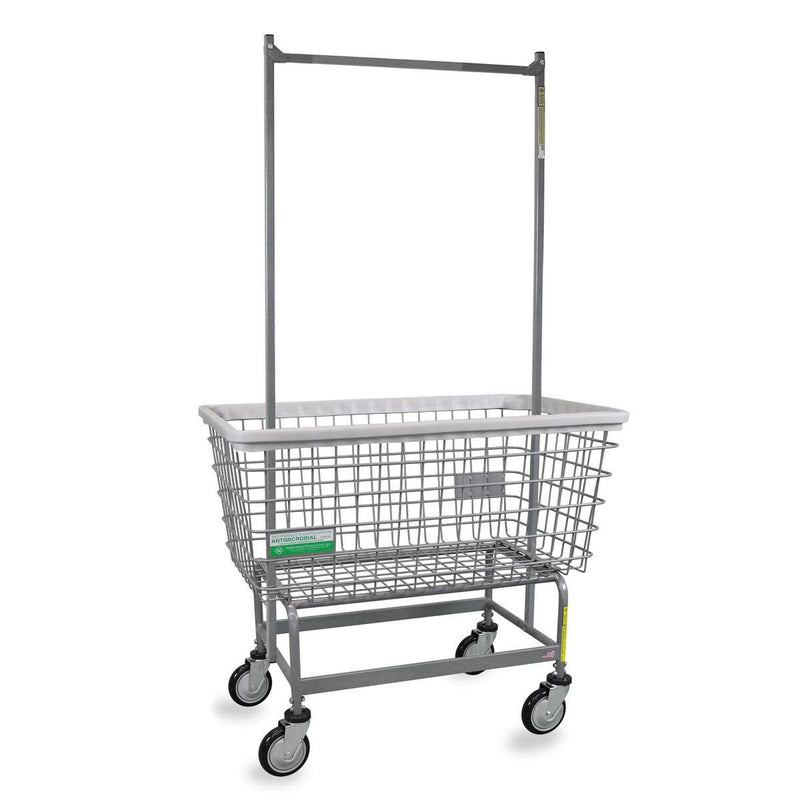 Antimicrobial Mega Capacity Laundry Cart (Big Dog) w/ Double Pole Rack