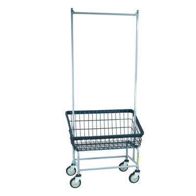 DURA-SEVEN™ LARGE FRONT LOAD WIRE LAUNDRY CART W/ DOUBLE POLE RACK
