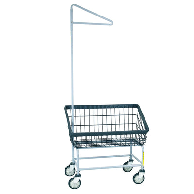 DURA-SEVEN™ LARGE FRONT LOAD WIRE LAUNDRY CART W/ SINGLE POLE RACK