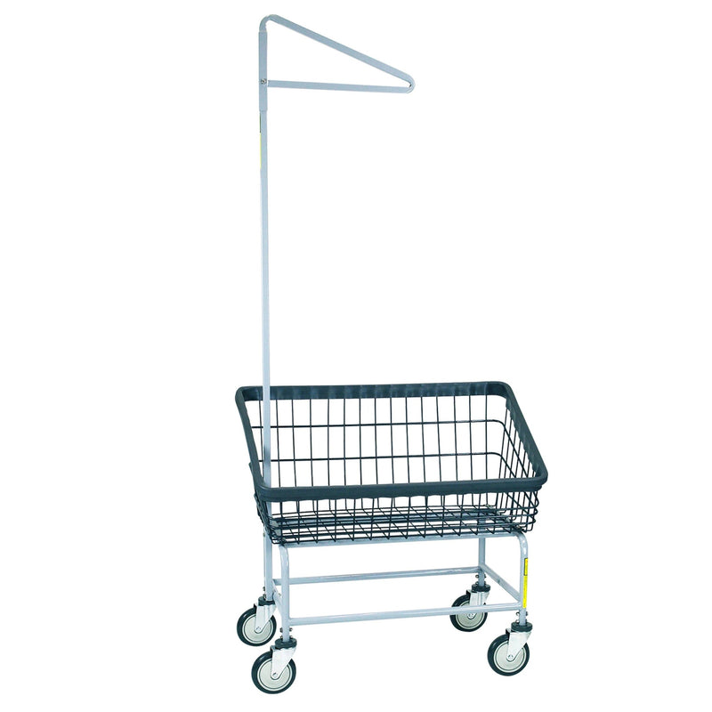 DURA-SEVEN™ LARGE FRONT LOAD WIRE LAUNDRY CART W/ SINGLE POLE RACK
