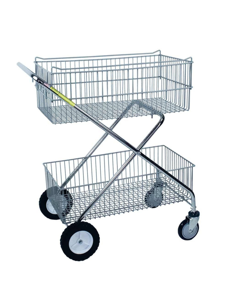 R & B Wire 500 Deluxe Tubular Steel Utility Cart - 2 Baskets Chrome