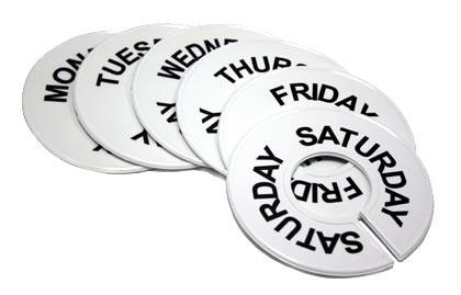 RDR-2 Round Rack Divider - Days of the Week (Mon-Sat)