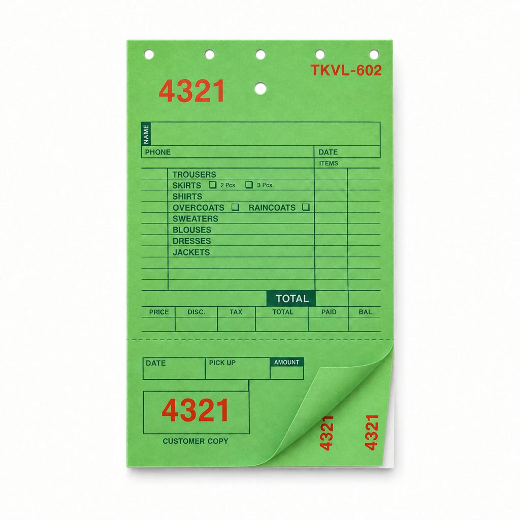 TKVL - 602 Tickvoices - 2 Bond 3 - Part Dry Cleaning Form